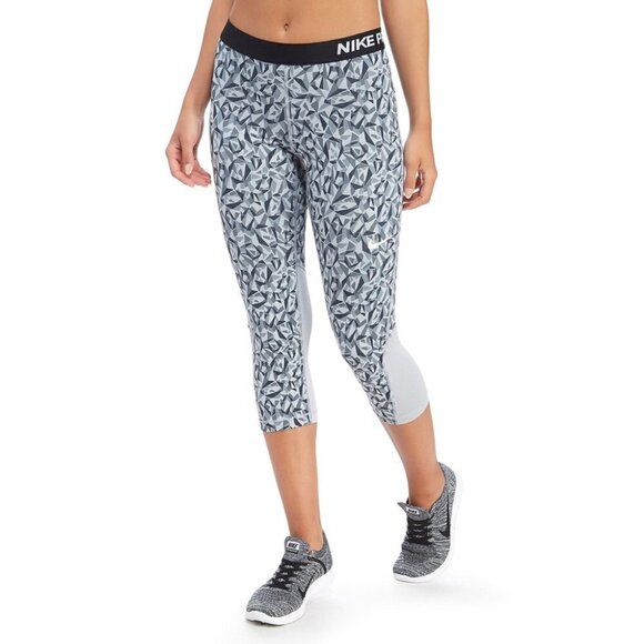 Nike Pro  Dri Fit Training Capris Cool Facet Leggings Wolf Grey Black Size XS - Picture 1 of 14